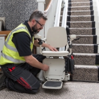 a stair lift being installed