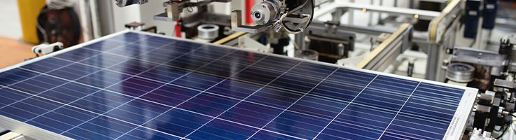 manufacturing solar panel in a factory