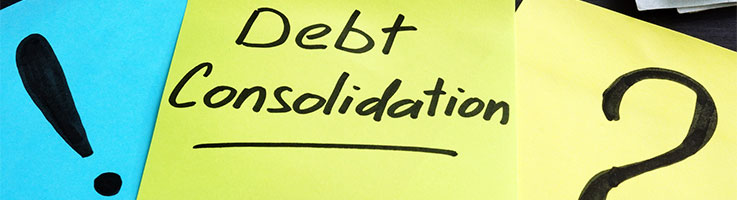 Debt consolidation written on a yellow piece of paper
