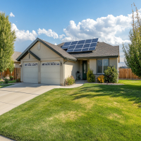 home with solar panels on the roof