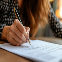 lady filling up an application form
