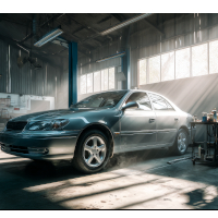 a car in a repair shop