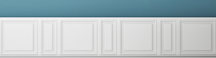 white wainscoting against an deep ocean blue wall