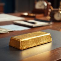 a gold bar on a table