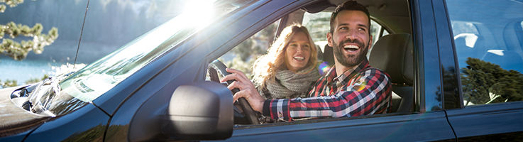 couple driving car