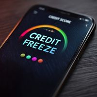a mobile phone showing 'credit freeze'