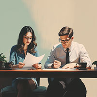 woman and man reviewing documents