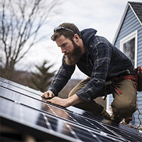 tech installing solar panels