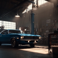 a Mopar at a repair shop