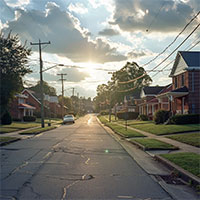 street with homes on either side in a residential area