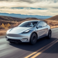 an EV on a highway in New Mexico