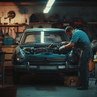 a mechanic fixing a car