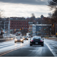 cars on a city road