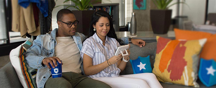 parents with smart baby monitor