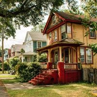 rows of houses facing a street