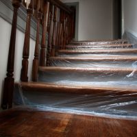 stairs covered with protective material