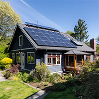 solar panels on a suburban home's roof