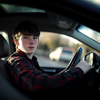 teenager in the driver's seat