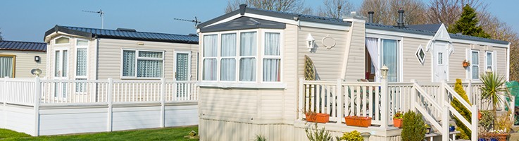 trailer home with flowers