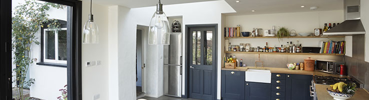 interior of new kitchen and diner extension built onto the side of an existing building