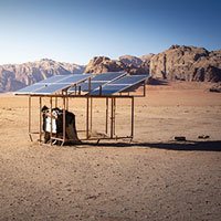 off-grid and small scale solar installation in the desert