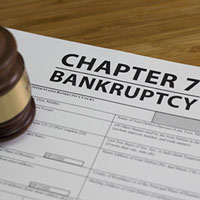 chapter 7 bankruptcy form with a gavel on top