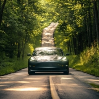 an EV on a road in Wisconsin