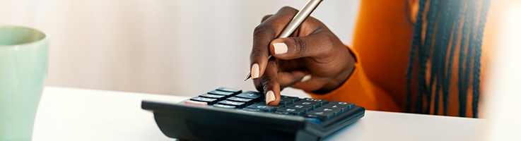 woman on calculator