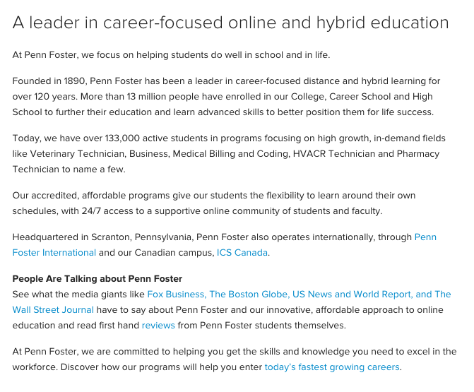 What are some reviews for the Penn Foster Career School?