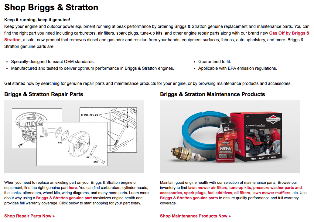 Does Briggs and Stratton offer repair diagrams for its engines?