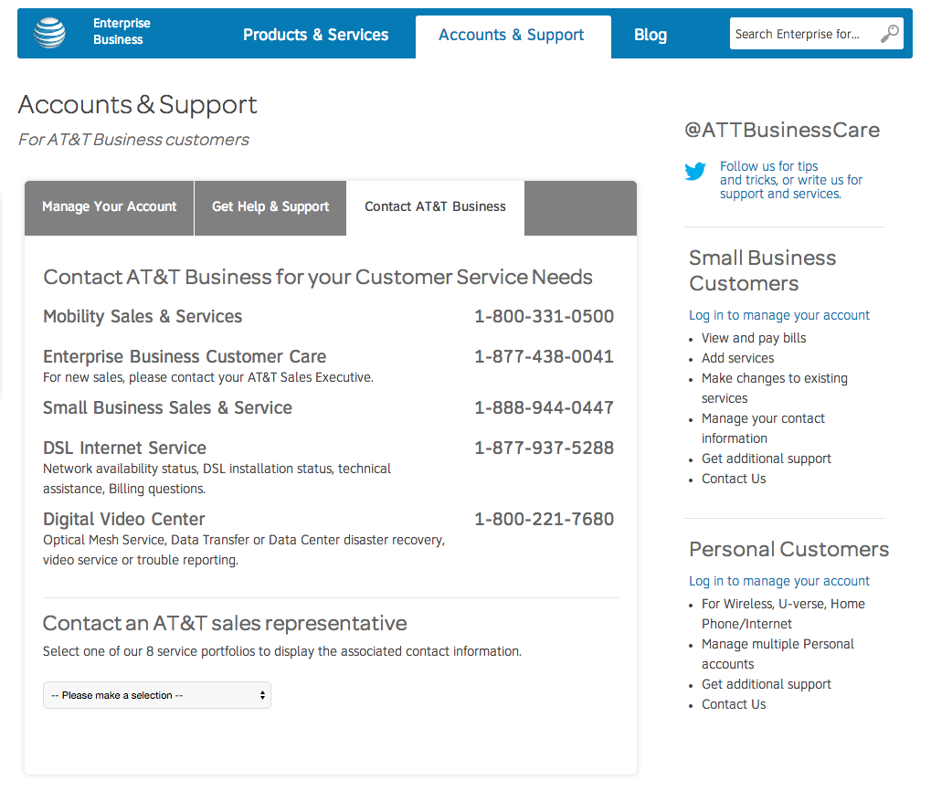 att business phone service problems