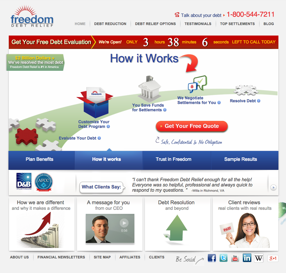 does freedom debt relief work