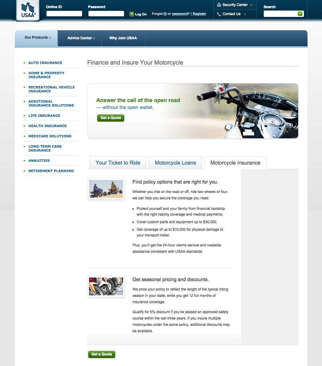 usaa motorcycle insurance number