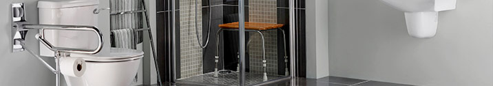 Home bathroom with grab bars
