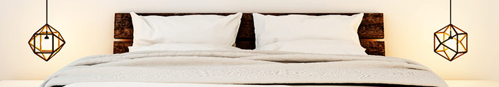 Bedroom with hanging lights