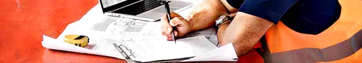 Contractor working at desk