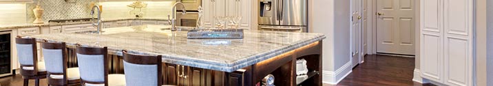 Updated kitchen with marble countertops