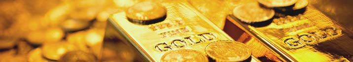 Gold bars and gold coins
