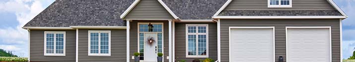 Gray house with white door