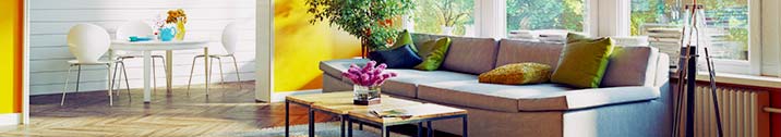 Living room with orange wall