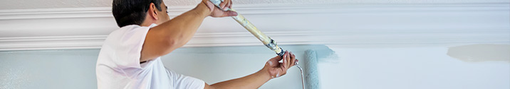 Man painting a wall blue