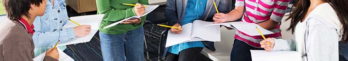Middle schools students studying