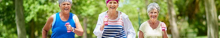 Senior women exercising