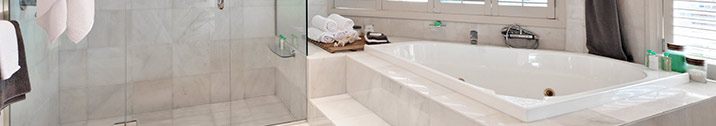 White bathroom with tub