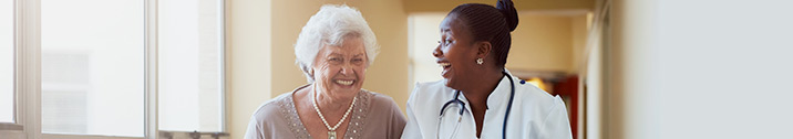 Senior woman with nurse
