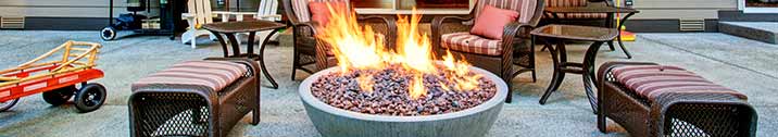Fire pit and chairs on patio