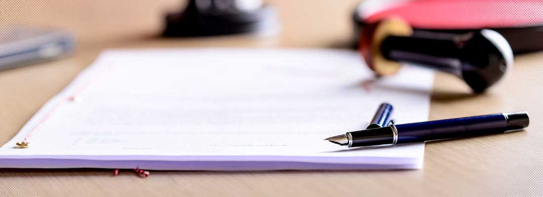 Legal document on desk