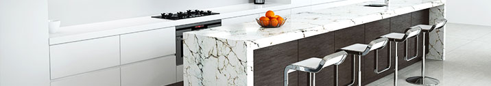 Marble kitchen with bar stools