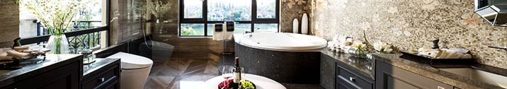 Modern style bathroom with textured walls