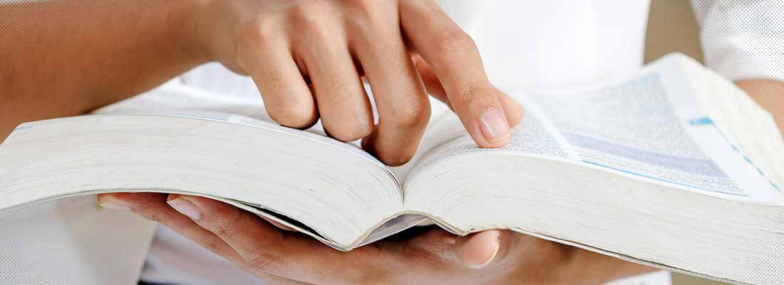 Person using dictionary